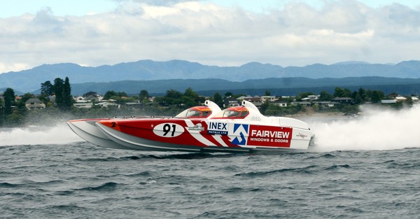 Superboat of Scott and Warren Lewis (#91 Fairview Windows & Doors) which came second in the 100-mile race in Taupo last year and is expected to be the leading boat this season